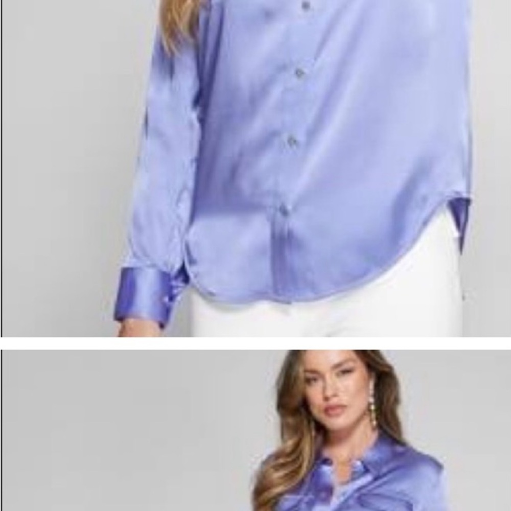 Guess by Marciano Purple Boxy Long Sleeve Shirt